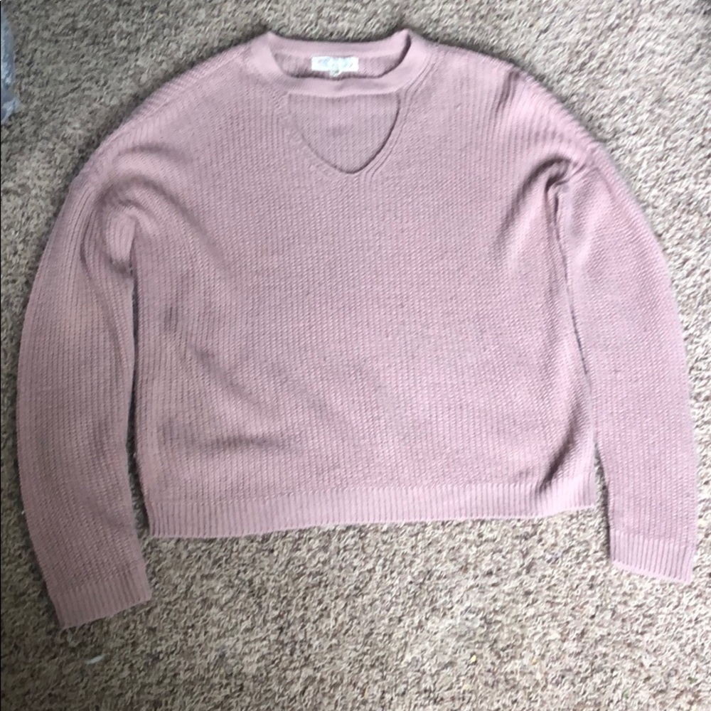 Pink V Cutout Sweater